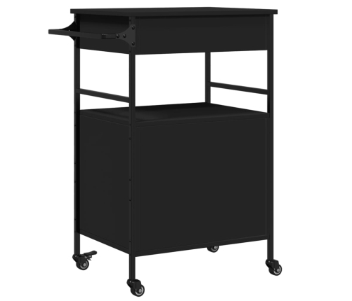 Carrito de cocina de madera de ingeniería negro 56x43x89,5 cm