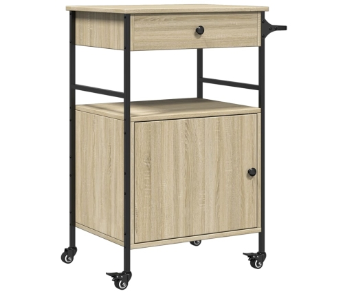 Carrito de cocina madera ingeniería roble Sonoma 56x43x89,5 cm