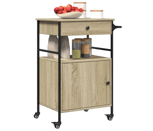 Carrito de cocina madera ingeniería roble Sonoma 56x43x89,5 cm