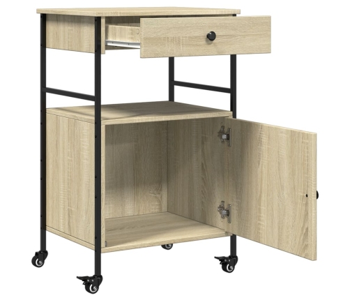 Carrito de cocina madera ingeniería roble Sonoma 56x43x89,5 cm