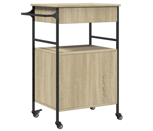 Carrito de cocina madera ingeniería roble Sonoma 56x43x89,5 cm