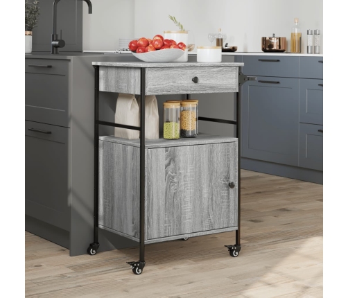 Carrito de cocina madera ingeniería gris Sonoma 56x43x89,5 cm