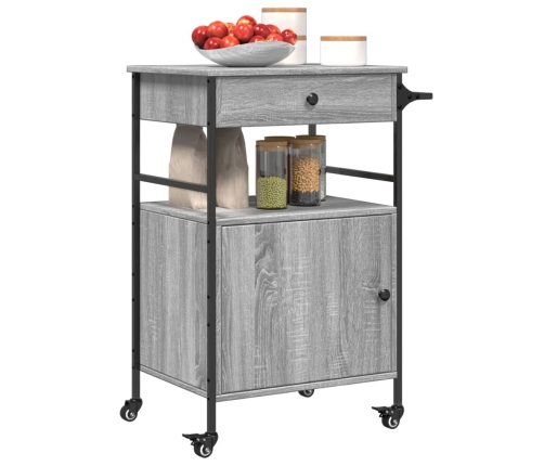 Carrito de cocina madera ingeniería gris Sonoma 56x43x89,5 cm