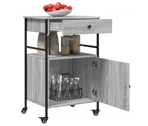 Carrito de cocina madera ingeniería gris Sonoma 56x43x89,5 cm