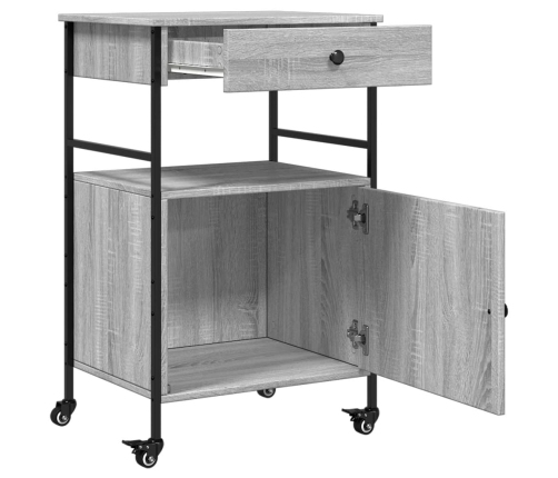 Carrito de cocina madera ingeniería gris Sonoma 56x43x89,5 cm