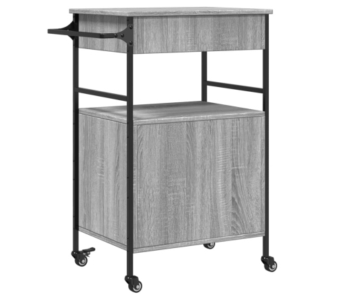 Carrito de cocina madera ingeniería gris Sonoma 56x43x89,5 cm