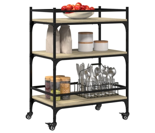 Carrito de cocina madera ingeniería roble Sonoma 65x40x86,5 cm