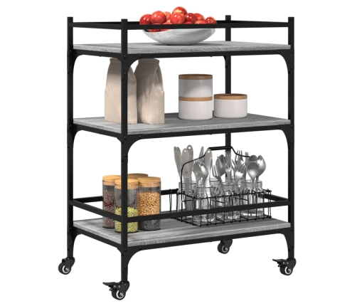 Carrito de cocina madera ingeniería gris Sonoma 65x40x86,5 cm