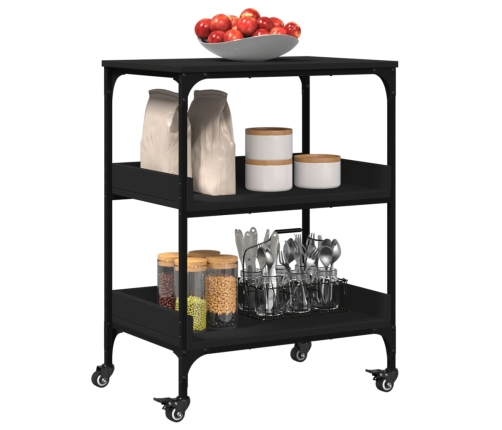 Carrito de cocina madera de ingeniería negro 60x41x80,5 cm