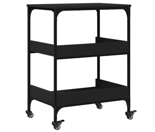 Carrito de cocina madera de ingeniería negro 60x41x80,5 cm