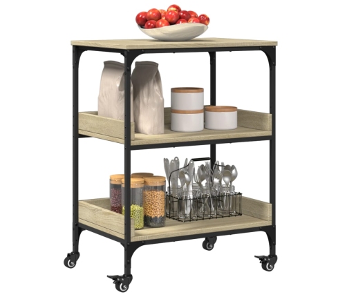 Carrito de cocina madera ingeniería roble Sonoma 60x41x80,5 cm