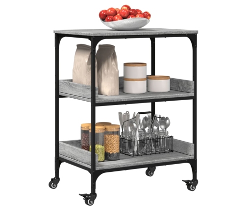 Carrito de cocina madera ingeniería gris Sonoma 60x41x80,5 cm