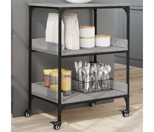 Carrito de cocina madera ingeniería gris Sonoma 60x41x80,5 cm