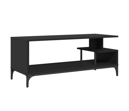 Mueble de TV madera de ingeniería y acero negro 102x40x41 cm