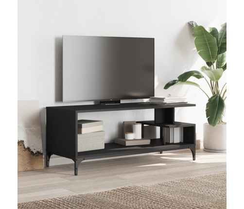 Mueble de TV madera de ingeniería y acero negro 102x40x41 cm