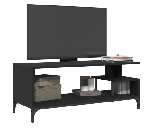 Mueble de TV madera de ingeniería y acero negro 102x40x41 cm