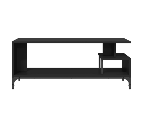 Mueble de TV madera de ingeniería y acero negro 102x40x41 cm