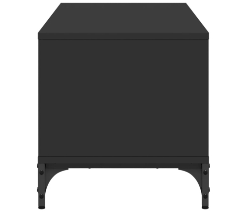 Mueble de TV madera de ingeniería y acero negro 102x40x41 cm