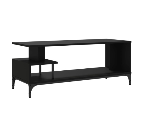 Mueble de TV madera de ingeniería y acero negro 102x40x41 cm