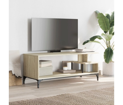 Mueble de TV madera de ingeniería y acero roble 102x40x41 cm