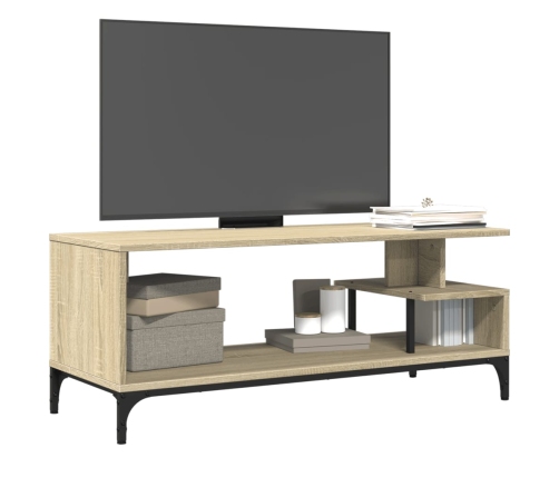 Mueble de TV madera de ingeniería y acero roble 102x40x41 cm