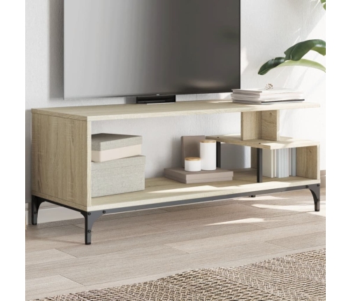 Mueble de TV madera de ingeniería y acero roble 102x40x41 cm