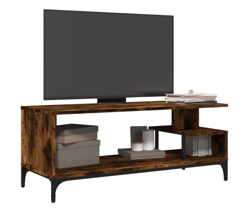 Mueble de TV madera de ingeniería y acero negro 102x40x41 cm