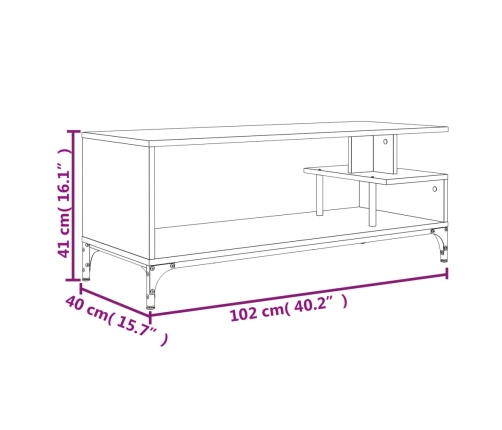 Mueble de TV madera de ingeniería y acero negro 102x40x41 cm