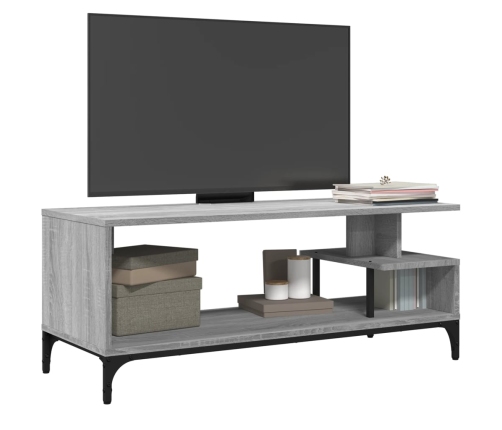 Mueble de TV madera de ingeniería y acero roble 102x40x41 cm