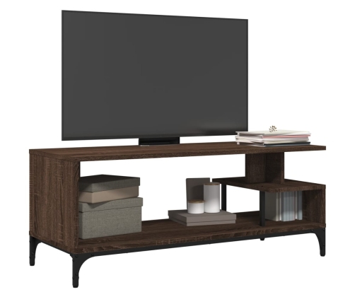 vidaXL Mueble de TV madera de ingeniería y acero marrón 102x40x41 cm