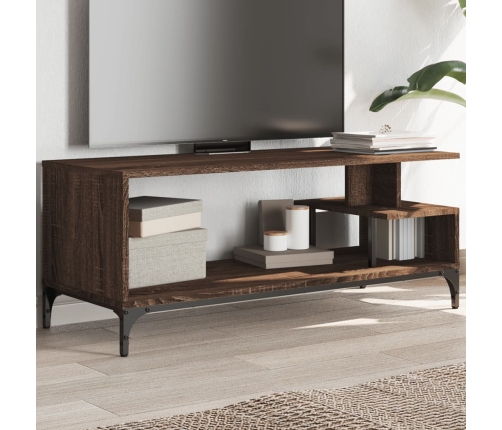 vidaXL Mueble de TV madera de ingeniería y acero marrón 102x40x41 cm