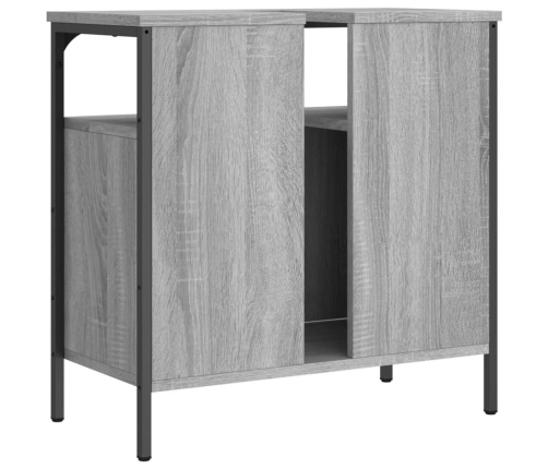 Armario lavabo baño madera ingeniería gris Sonoma 60x30x60 cm