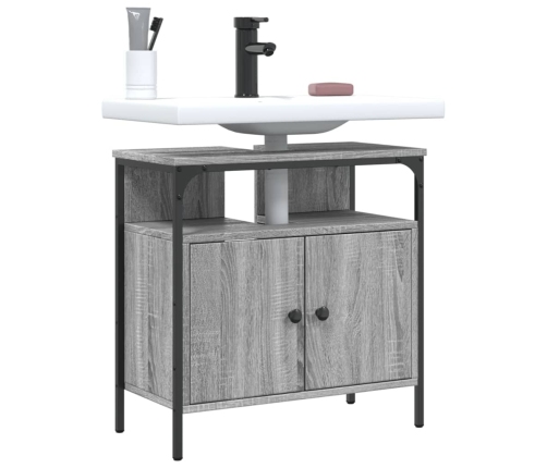 Armario lavabo baño madera ingeniería gris Sonoma 60x30x60 cm