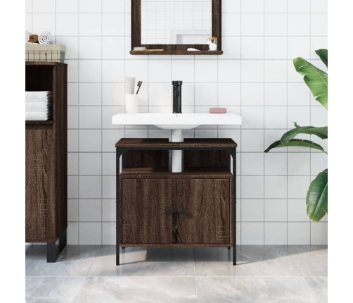 Armario lavabo baño madera ingeniería roble marrón 60x30x60 cm