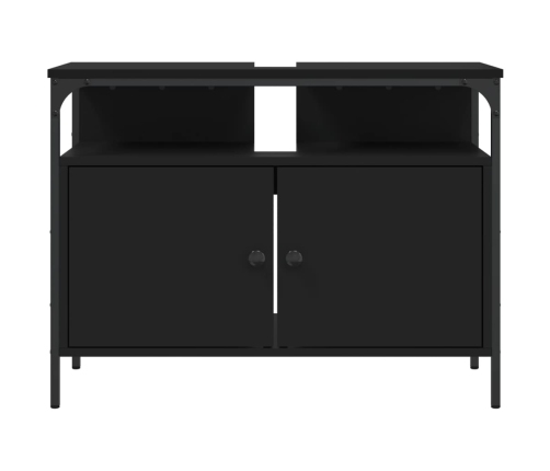 Armario para lavabo de baño madera ingeniería negro 80x30x60 cm