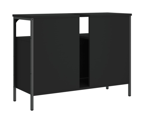 Armario para lavabo de baño madera ingeniería negro 80x30x60 cm