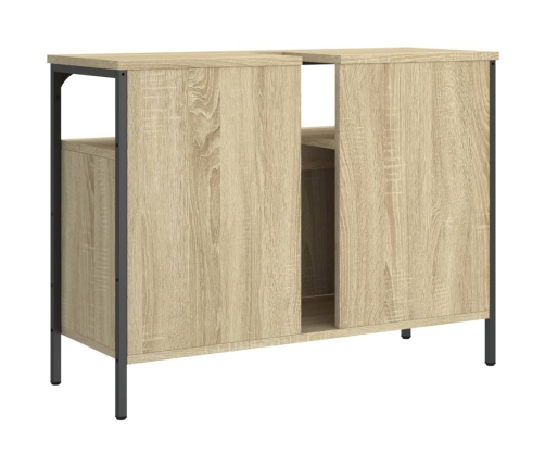 Armario lavabo baño madera ingeniería roble Sonoma 80x30x60 cm