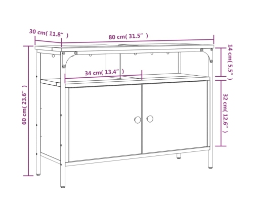 Armario lavabo baño madera ingeniería roble Sonoma 80x30x60 cm