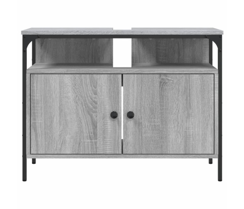 Armario lavabo baño madera ingeniería gris Sonoma 80x30x60 cm