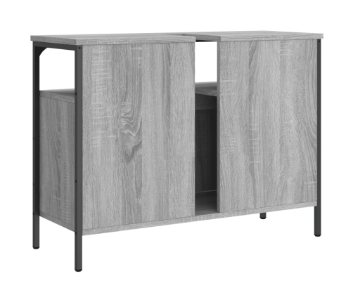 Armario lavabo baño madera ingeniería gris Sonoma 80x30x60 cm