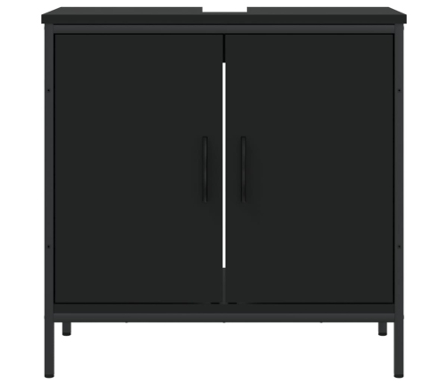 Armario para lavabo de baño madera ingeniería negro 60x30x60 cm