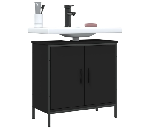 Armario para lavabo de baño madera ingeniería negro 60x30x60 cm