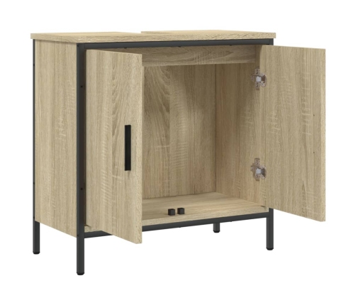 Armario lavabo baño madera ingeniería roble Sonoma 60x30x60 cm