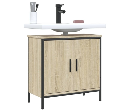 Armario lavabo baño madera ingeniería roble Sonoma 60x30x60 cm