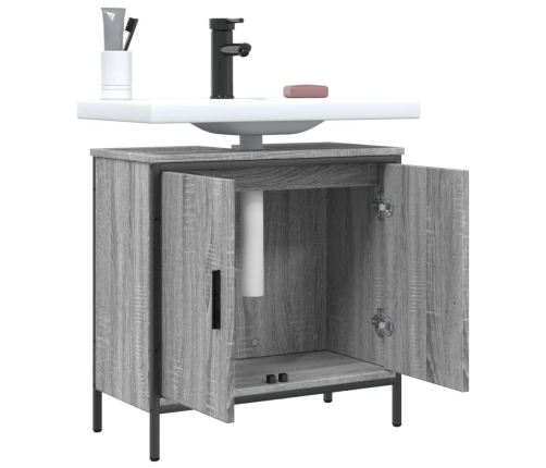 Armario lavabo baño madera ingeniería gris Sonoma 60x30x60 cm