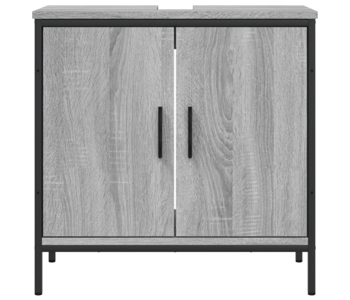 Armario lavabo baño madera ingeniería gris Sonoma 60x30x60 cm