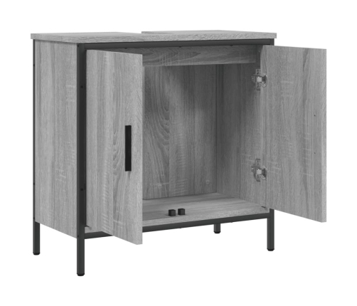 Armario lavabo baño madera ingeniería gris Sonoma 60x30x60 cm