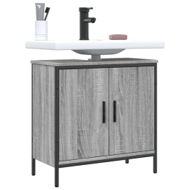 Armario lavabo baño madera ingeniería gris Sonoma 60x30x60 cm