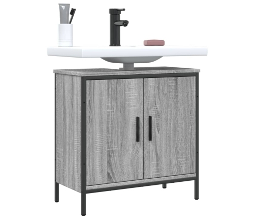 Armario lavabo baño madera ingeniería gris Sonoma 60x30x60 cm