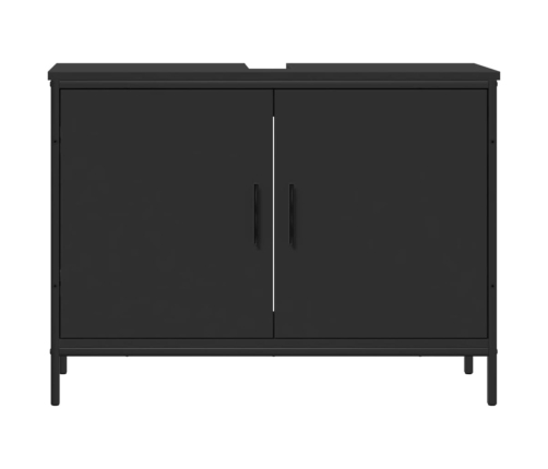 Armario para lavabo de baño madera ingeniería negro 80x30x60 cm